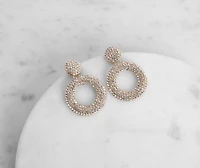Bringing It Circular Rhinestone Drop Earrings