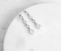 Falling Hard Teardrop Cubic Zirconia Duster Earrings