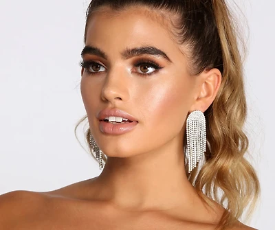 Dreaming Of Diamonds Rhinestone Fringe Earrings