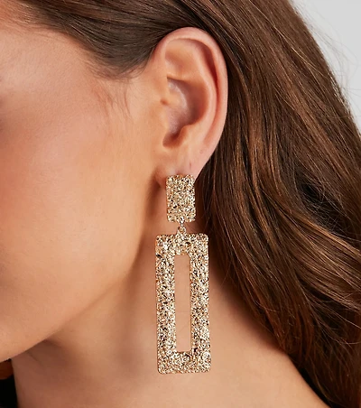 Textured Long Door Knocker Earrings