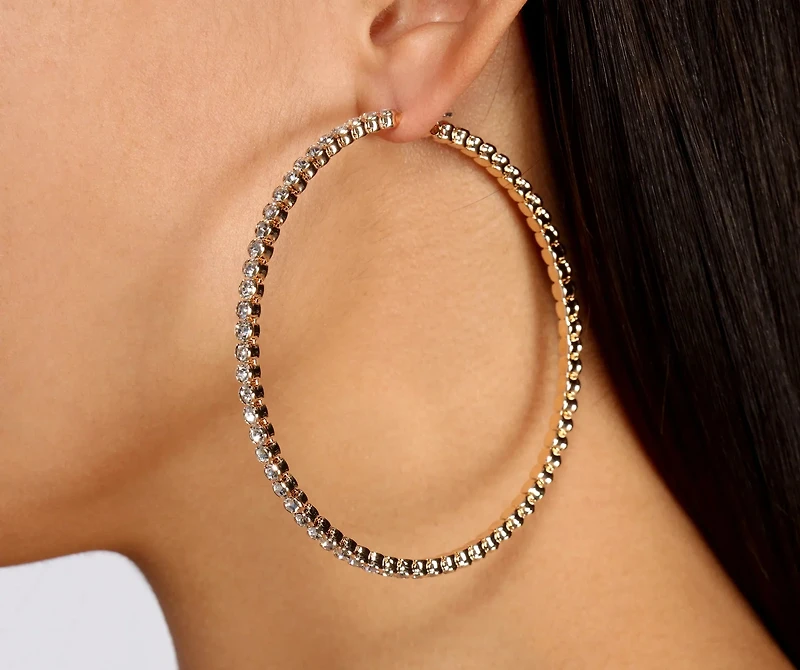 Hello Hot Stuff Rhinestone Hoop Earrings