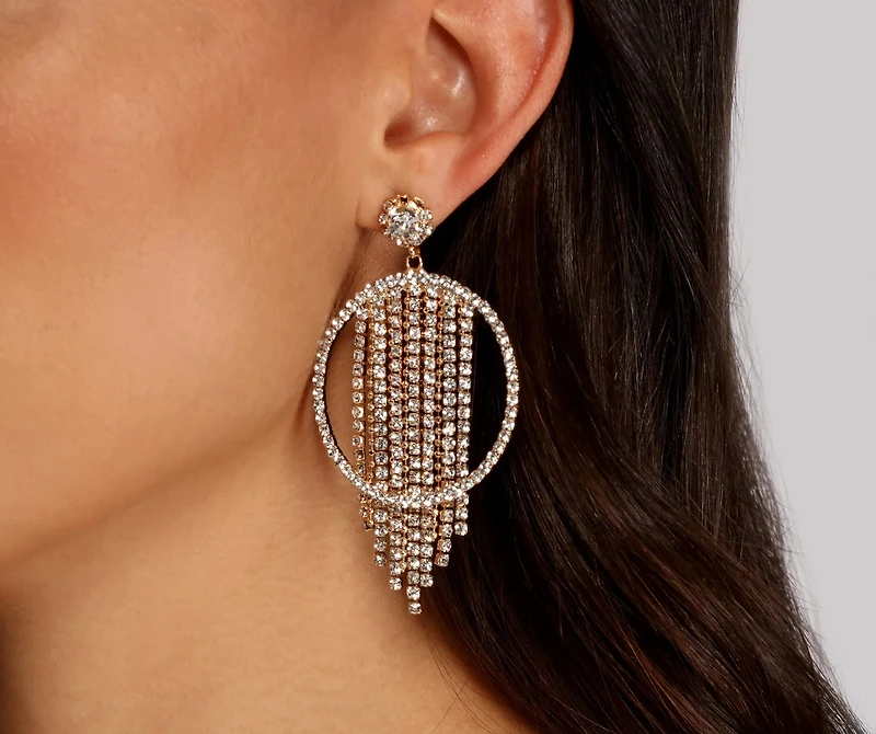 Natural Diva Fringe Rhinestone Hoops