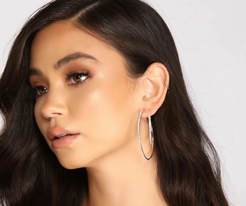 Glimmer And Gleam 3 Pack Stud Hoop Earring Set