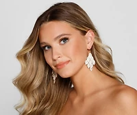 So Adored Rhinestone Leaf Earrings