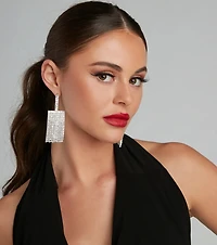 Elegant Allure Rhine Fringe Earrings