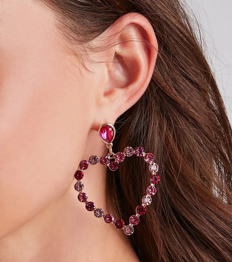 Way To My Heart Rhinestone Hoop Earrings