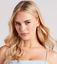 Glam Bliss Rhinestone Charm Hoop Earrings