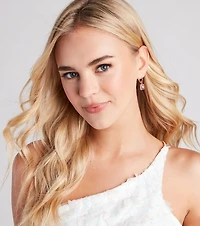 Glam Bliss Rhinestone Charm Hoop Earrings