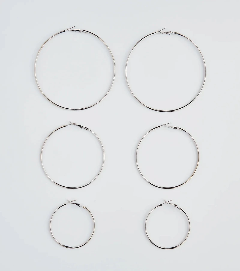 Simply Classic Three-Pack Hoop Earrings