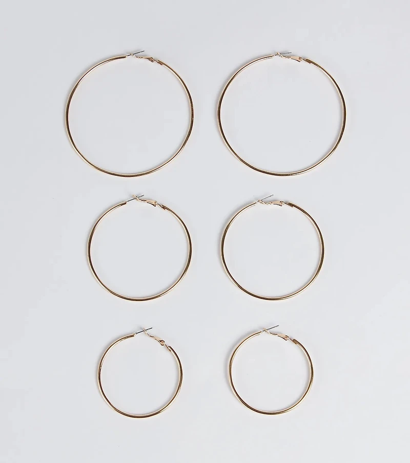 Essential Three-Pack Hoop Earrings Set