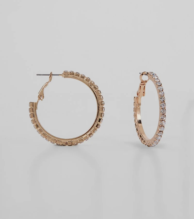 Pretty Sparkle Rhinestone Hoop Earrings