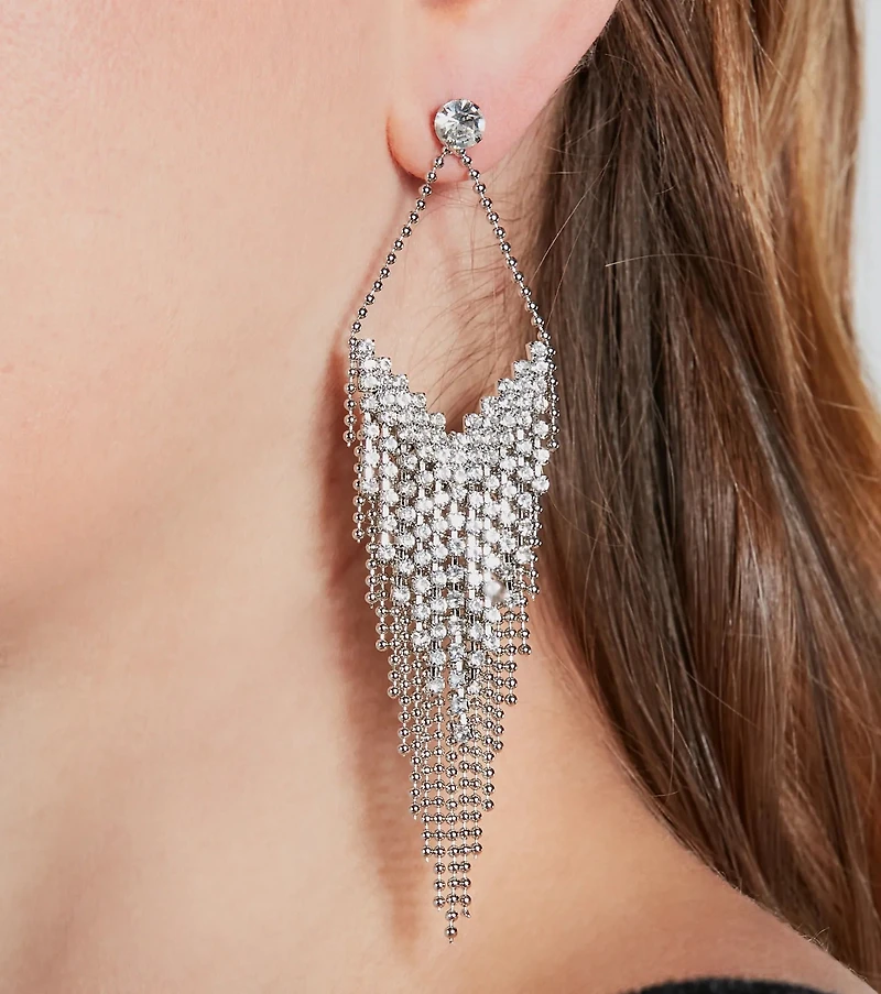 Match My Vibe Rhinestone Fringe Earrings