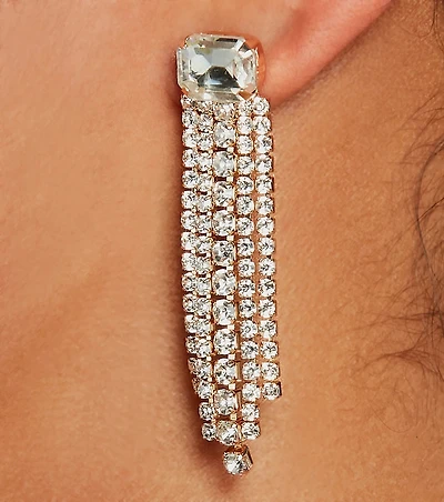 All That Glam Rhinestone Fringe Earrings