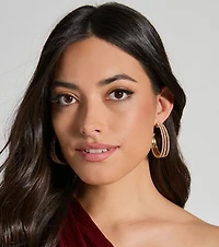 Simply Elegant Rhinestone Triple Hoop Earrings