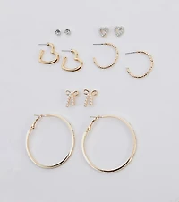 Glam Energy Stud And Hoop Earrings Set