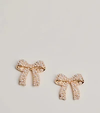 Sweet Impression Faux Pearl Bow Earrings