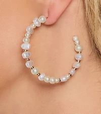 Darling Effect Faux Pearl Hoop Earrings