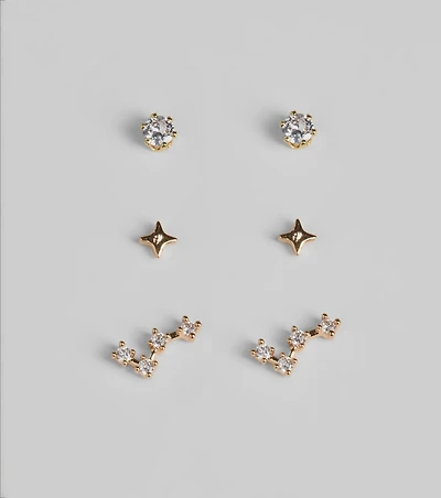 Wish Upon A Star Three Pack Stud Earring Set