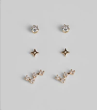 Wish Upon A Star Three Pack Stud Earring Set