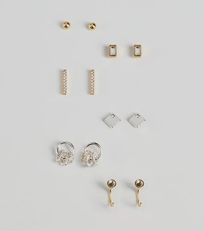 Glam Variety Six-Pack Stud Earrings Set