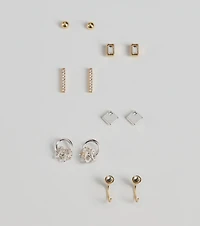 Glam Variety Six-Pack Stud Earrings Set