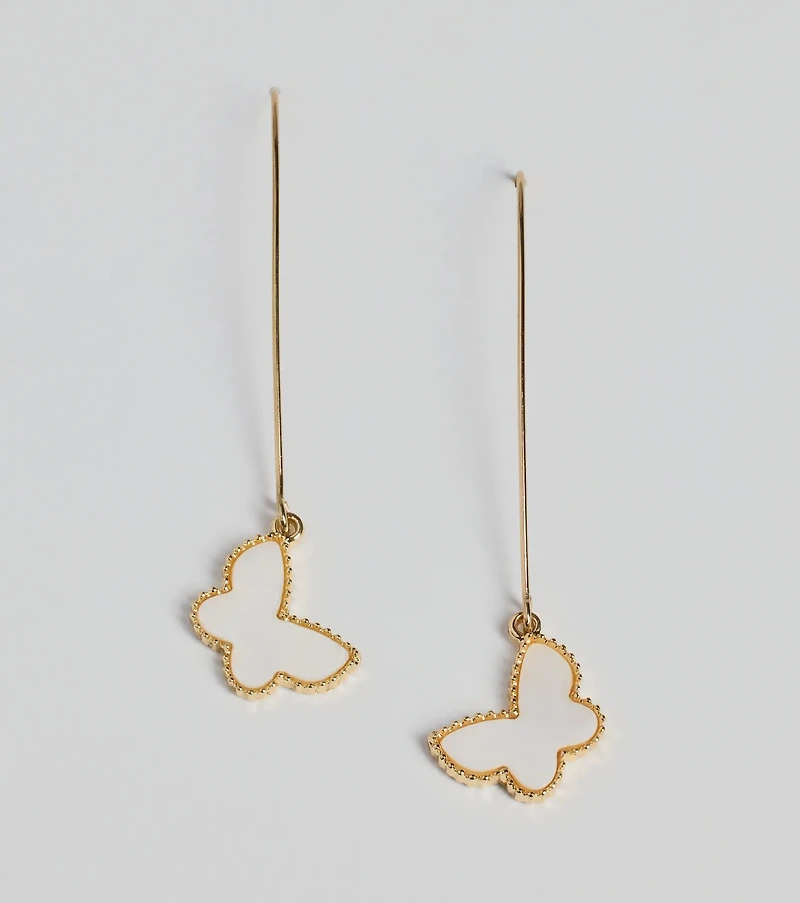 Cute Detail Butterfly Charm Threader Earrings