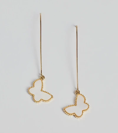 Cute Detail Butterfly Charm Threader Earrings