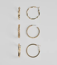 Gorgeous Three-Pack Hoop Earrings Set