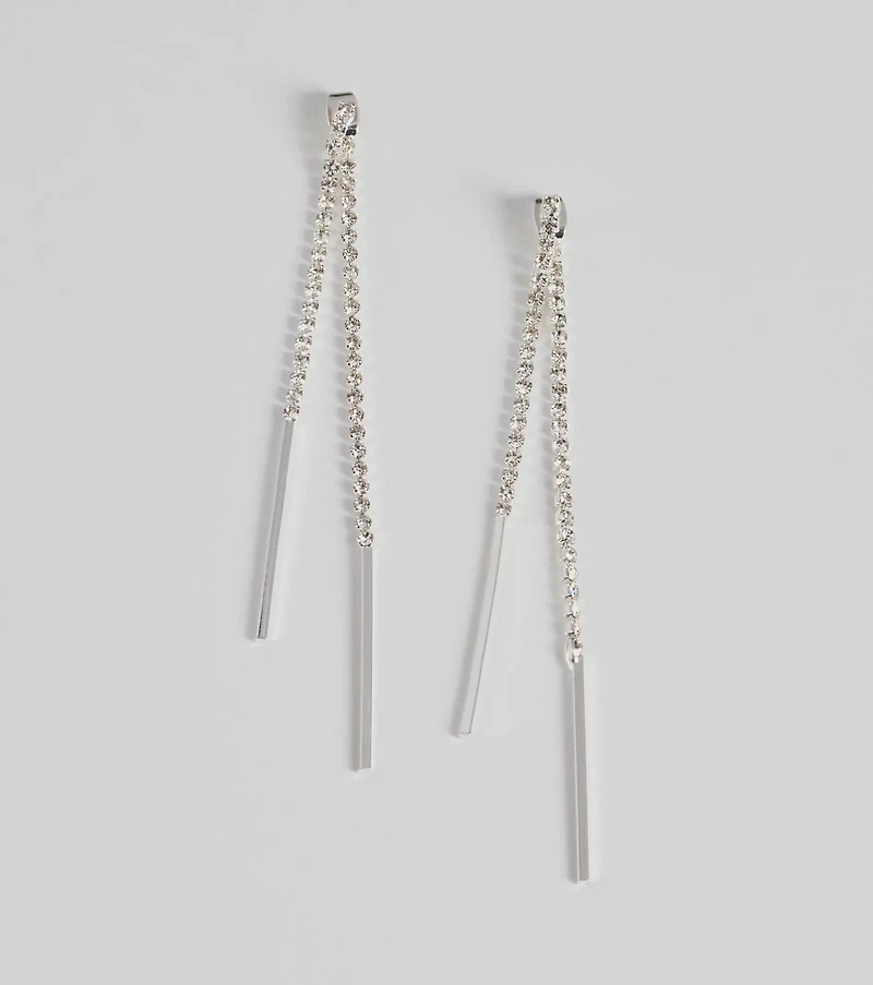 Glam Trend Rhinestone Front-To-Back Linear Earrings