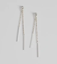 Glam Trend Rhinestone Front-To-Back Linear Earrings