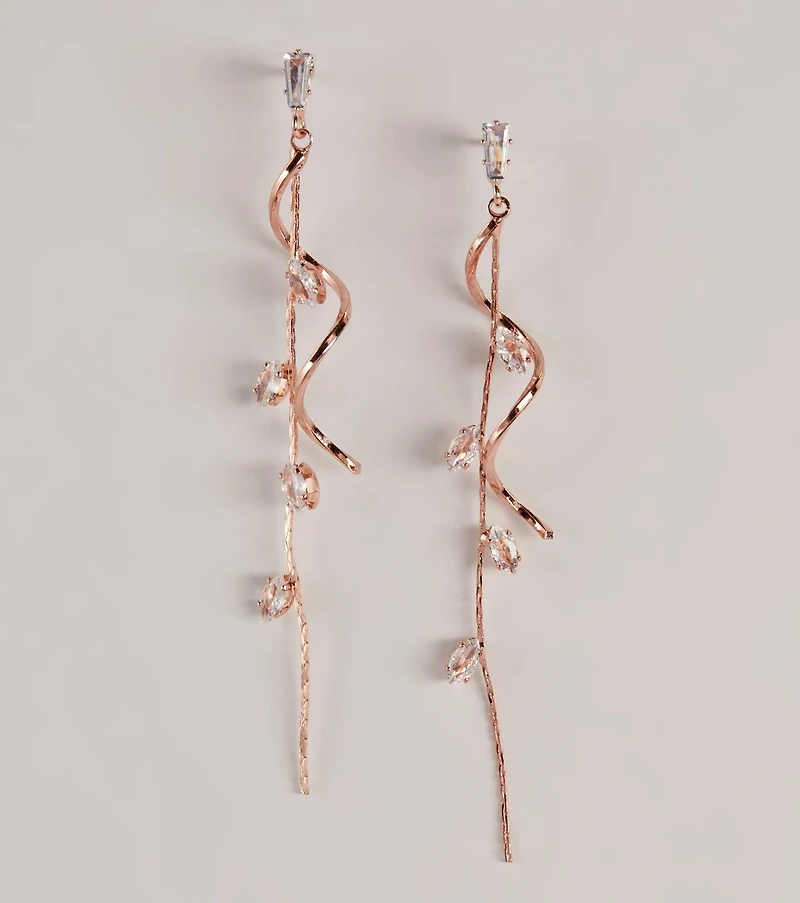 Glow For You Rhinestone Linear Twist Earrings