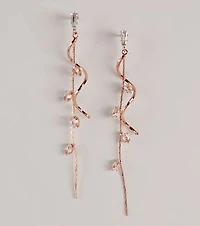 Glow For You Rhinestone Linear Twist Earrings