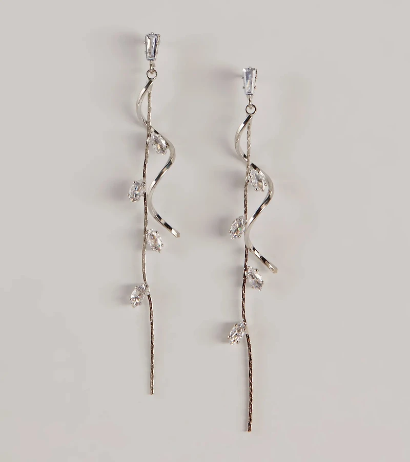 Glow For You Rhinestone Linear Twist Earrings