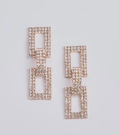 Radiant Glam Rhinestone Chain-Link Duster Earrings