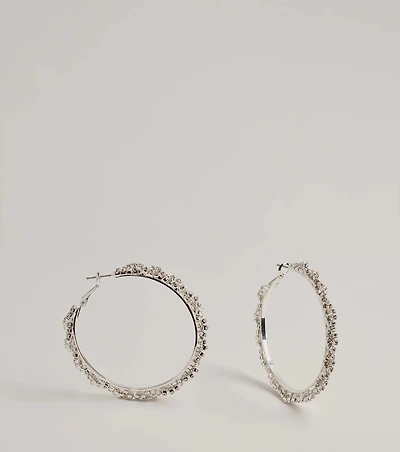 Glam Glow Rhinestone Twist Hoop Earrings