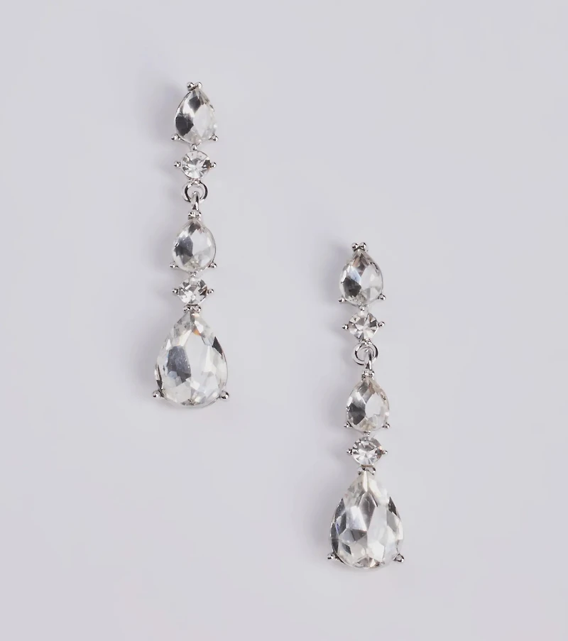 Gorgeous Glitz Teardrop Rhinestone Drop Earrings