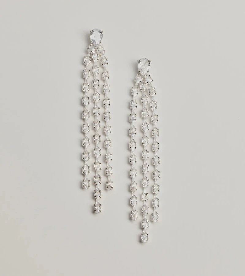 Starlit Beauty Fringe Cubic Zirconia Earrings