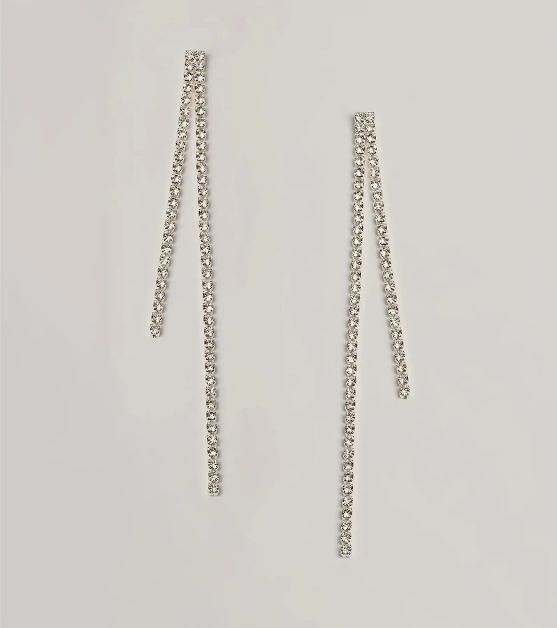 Classic Glam Rhinestone Fringe Duster Earrings