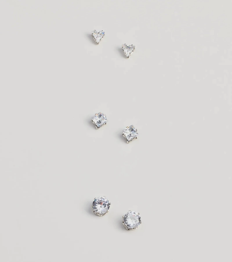 Perfect Set Cubic Zirconia Stud Earrings Pack