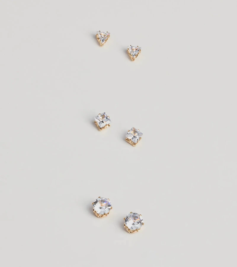 Perfect Set Cubic Zirconia Stud Earrings Pack