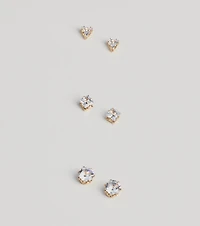 Perfect Set Cubic Zirconia Stud Earrings Pack