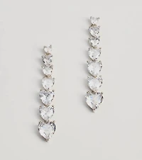 Glam Love Heart-Shaped Cubic Zirconia Duster Earrings