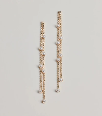 Dainty Luxe Faux Pearl And Rhinestone Earrings