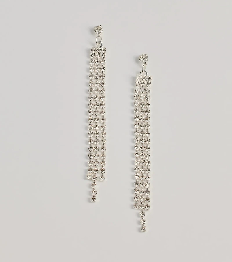 Endless Shine Rhinestone Fringe Earrings