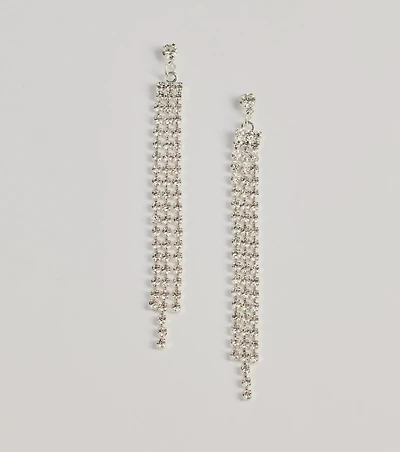 Endless Shine Rhinestone Fringe Earrings
