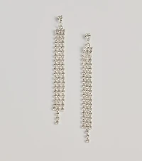 Endless Shine Rhinestone Fringe Earrings