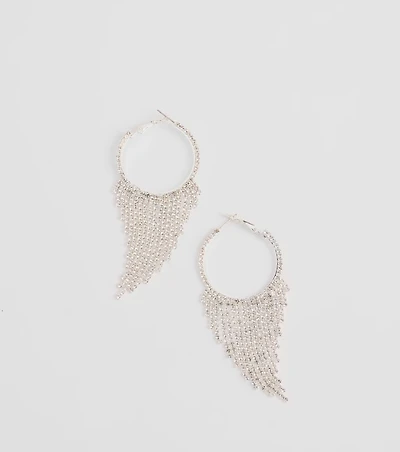 That Girl Rhinestone Fringe Hoop Earrings