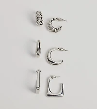 Minimal Glam Three-Pack Earrings Set