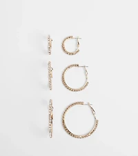 Classic Shine Rhinestone Hoop Earrings Set