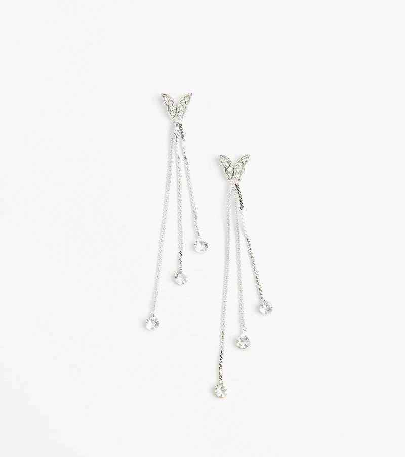 Dreamy Chic Rhinestone Butterfly Chain Earrings